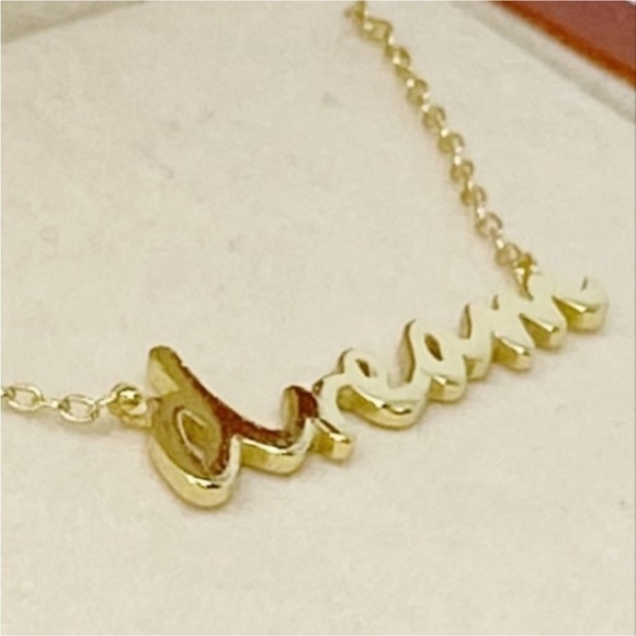 Dream Script Necklace by Argento Vivo Gold Script Message Word Art NWT New - Picture 1 of 9